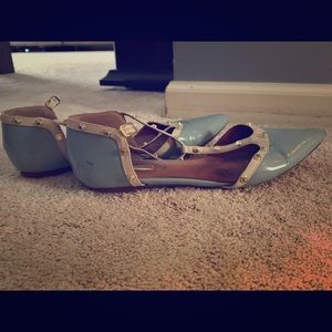 Blue strappy flats